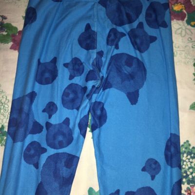 Lularoe Lot 2 All Over Print Leggings Turquoise Blue Bear & Trucks Women's Small